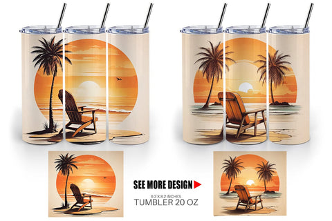Tumbler Wrap Sunset Beach Chair Sublimation artnoy 