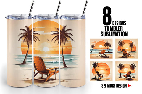 Tumbler Wrap Sunset Beach Chair Sublimation artnoy 