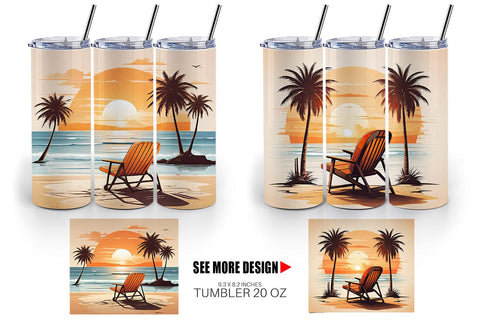 Tumbler Wrap Sunset Beach Chair Sublimation artnoy 