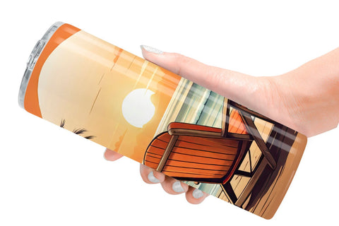 Tumbler Wrap Sunset Beach Chair Sublimation artnoy 