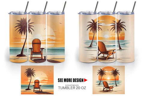 Tumbler Wrap Sunset Beach Chair Sublimation artnoy 