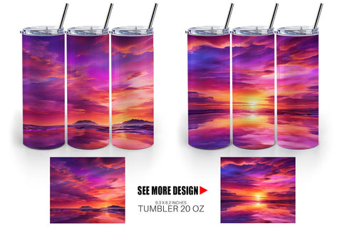 Tumbler Wrap Sunset Landscape Sublimation artnoy 