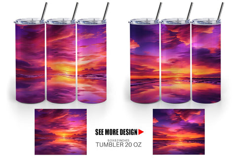 Tumbler Wrap Sunset Landscape Sublimation artnoy 