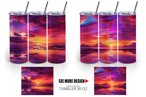 Tumbler Wrap Sunset Landscape Sublimation artnoy 