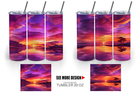 Tumbler Wrap Sunset Landscape Sublimation artnoy 