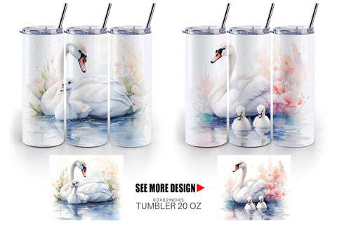 Tumbler Wrap Swans Mother Day Sublimation artnoy 