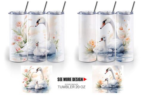 Tumbler Wrap Swans Mother Day Sublimation artnoy 