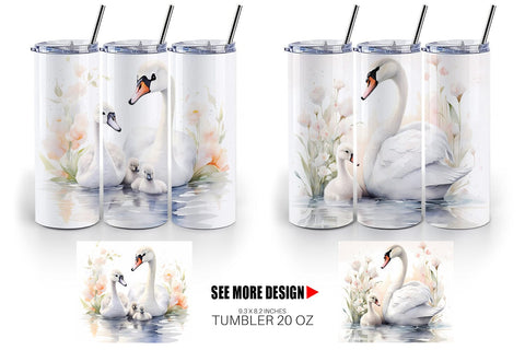 Tumbler Wrap Swans Mother Day Sublimation artnoy 