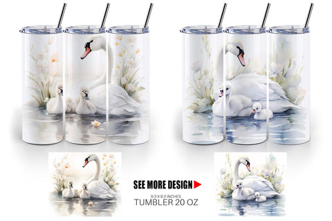 Tumbler Wrap Swans Mother Day Sublimation artnoy 