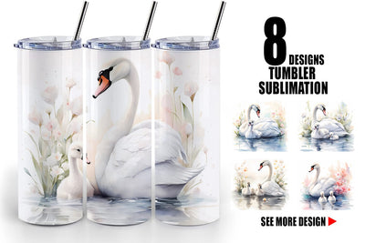 Tumbler Wrap Swans Mother Day Sublimation artnoy 
