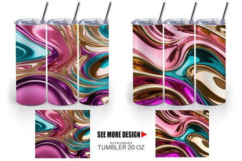 Tumbler Wrap Swirling Liquid Metallic Sublimation artnoy 