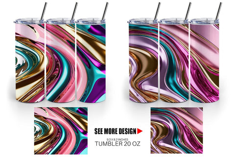 Tumbler Wrap Swirling Liquid Metallic Sublimation artnoy 