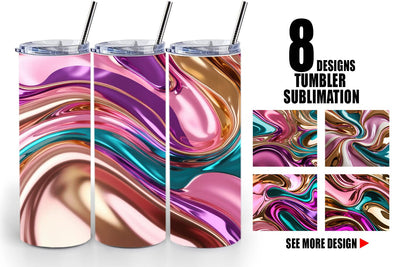 Tumbler Wrap Swirling Liquid Metallic Sublimation artnoy 