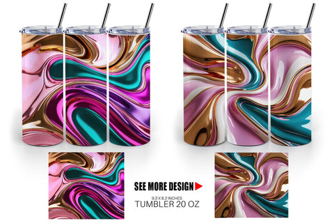 Tumbler Wrap Swirling Liquid Metallic Sublimation artnoy 