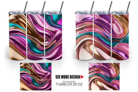 Tumbler Wrap Swirling Liquid Metallic Sublimation artnoy 