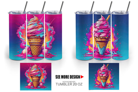 Tumbler Wrap Synthwave Ice Cream Sublimation artnoy 
