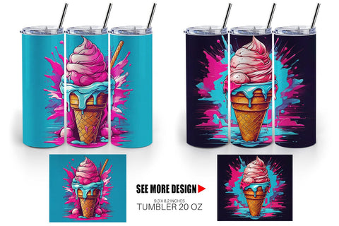 Tumbler Wrap Synthwave Ice Cream Sublimation artnoy 