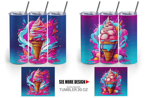 Tumbler Wrap Synthwave Ice Cream Sublimation artnoy 