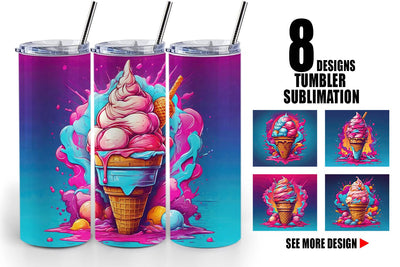 Tumbler Wrap Synthwave Ice Cream Sublimation artnoy 
