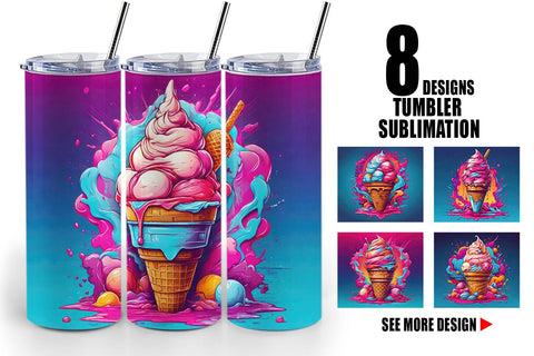 Tumbler Wrap Synthwave Ice Cream Sublimation artnoy 