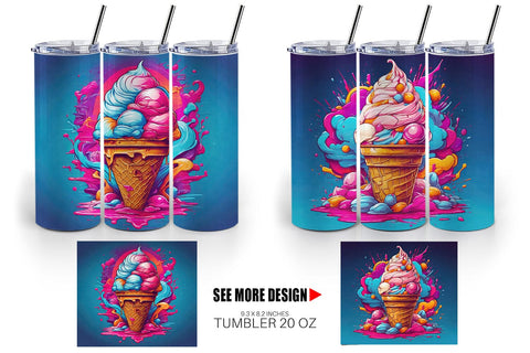Tumbler Wrap Synthwave Ice Cream Sublimation artnoy 