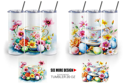 Tumbler Wrap Tea Cup Easter Eggs Sublimation artnoy 