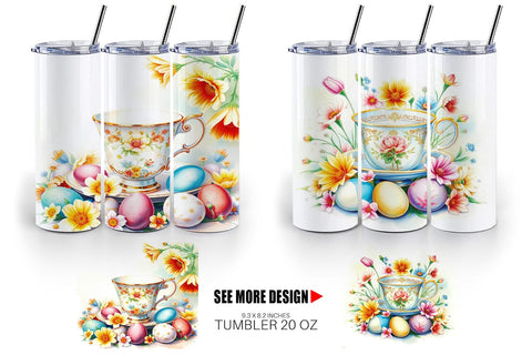 Tumbler Wrap Tea Cup Easter Eggs Sublimation artnoy 