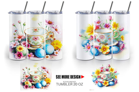 Tumbler Wrap Tea Cup Easter Eggs Sublimation artnoy 