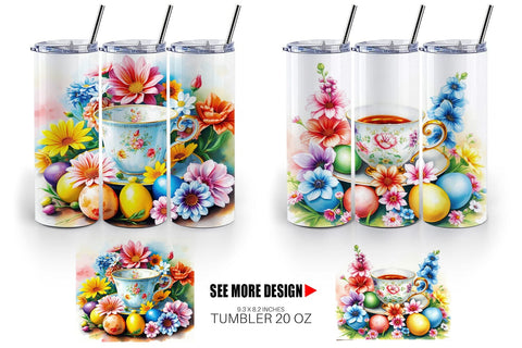 Tumbler Wrap Tea Cup Easter Eggs Sublimation artnoy 