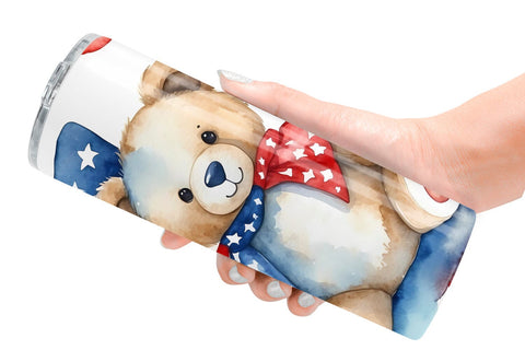 Tumbler Wrap Teddy Bear 4th of July Sublimation artnoy 