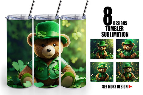 Tumbler Wrap Teddy Bear Patrick's Day Sublimation artnoy 