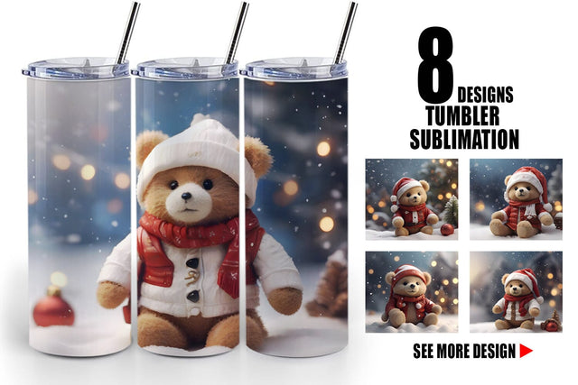 Tumbler Wrap Tedy Bear Christmas Sublimation artnoy 