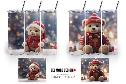 Tumbler Wrap Tedy Bear Christmas Sublimation artnoy 