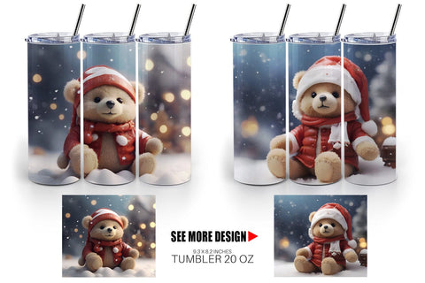 Tumbler Wrap Tedy Bear Christmas Sublimation artnoy 
