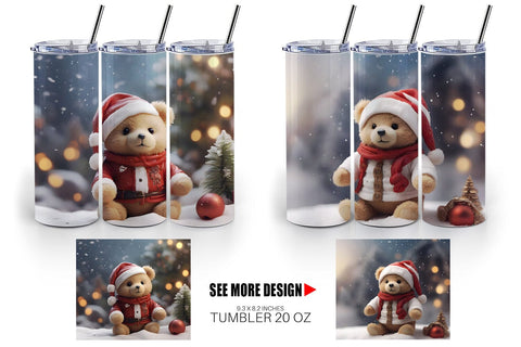 Tumbler Wrap Tedy Bear Christmas Sublimation artnoy 