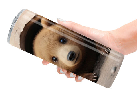 Tumbler Wrap Tedy bear Peeks from Wall Sublimation artnoy 