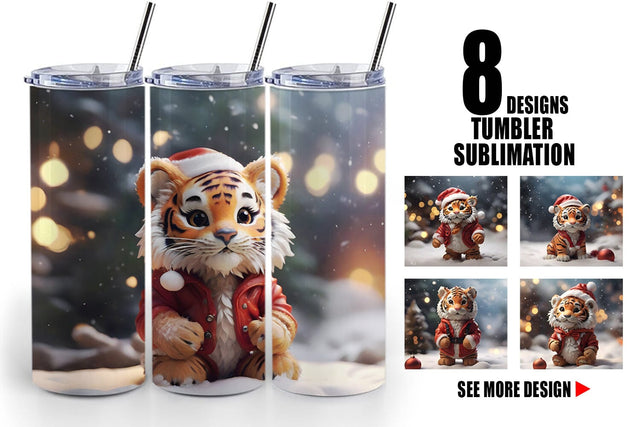 Tumbler Wrap Tiger Christmas Sublimation artnoy 