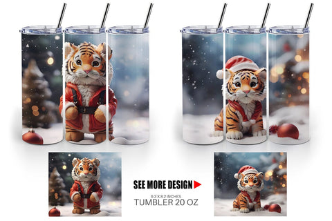 Tumbler Wrap Tiger Christmas Sublimation artnoy 