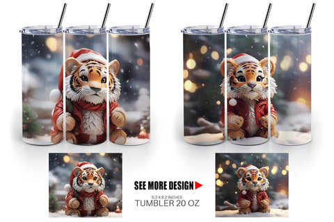 Tumbler Wrap Tiger Christmas Sublimation artnoy 