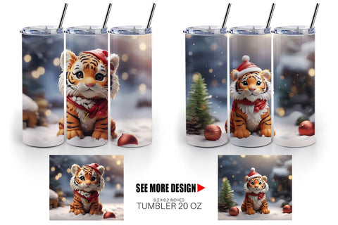 Tumbler Wrap Tiger Christmas Sublimation artnoy 
