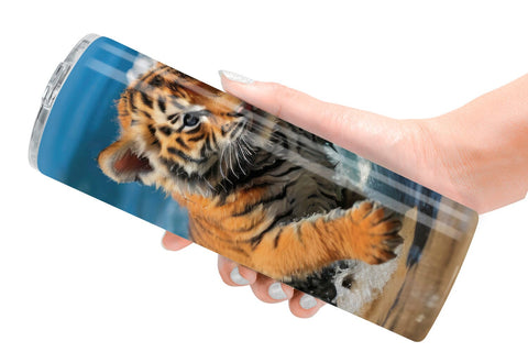 Tumbler Wrap Tiger Running on Beach Sublimation artnoy 