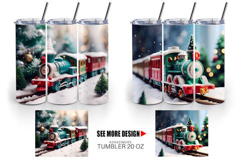 Tumbler Wrap Train Christmas Sublimation artnoy 