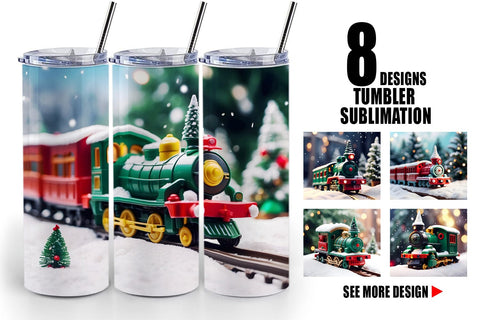 Tumbler Wrap Train Christmas Sublimation artnoy 