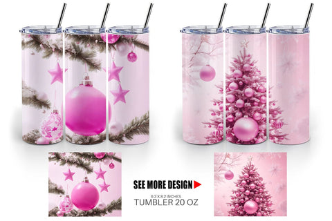 Tumbler Wrap Tree Christmas Pink Sublimation artnoy 