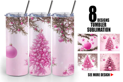 Tumbler Wrap Tree Christmas Pink Sublimation artnoy 