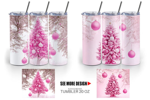 Tumbler Wrap Tree Christmas Pink Sublimation artnoy 
