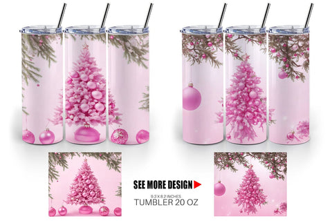 Tumbler Wrap Tree Christmas Pink Sublimation artnoy 