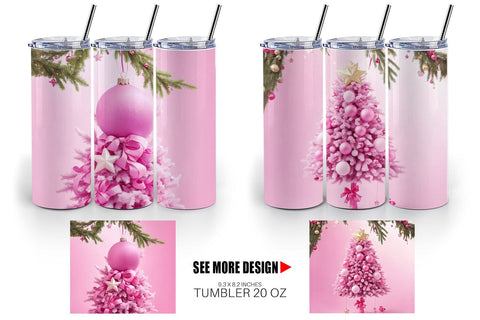 Tumbler Wrap Tree Christmas Pink Sublimation artnoy 