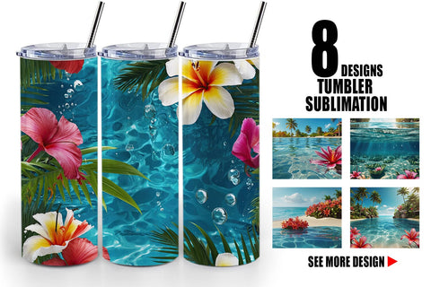 Tumbler Wrap Tropical Beach Sublimation artnoy 