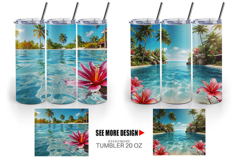Tumbler Wrap Tropical Beach Sublimation artnoy 